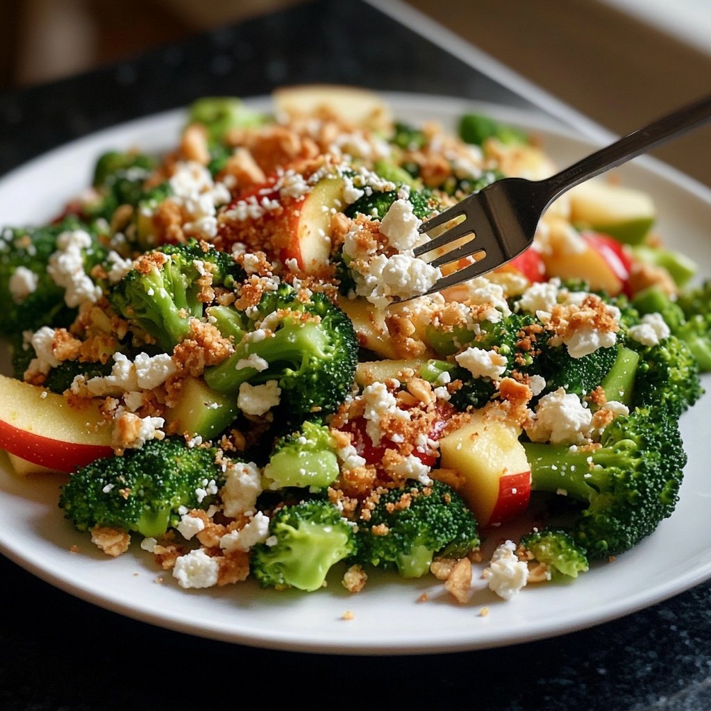 Brokkoli-Salat mit Äpfeln, Nüssen & Feta – Knackig & frisch