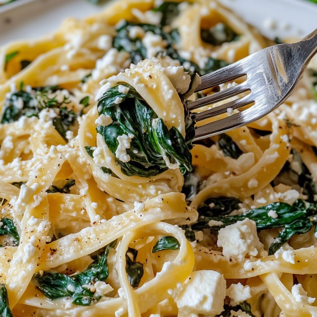 Pasta mit Spinat und Feta